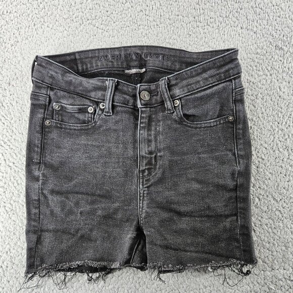 American Eagle Shorts Womens 4 Black High Rise Cut Offs Stretch Distressed Denim - Picture 1 of 16
